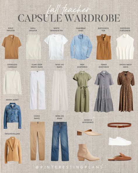 Capsule Wardrobe Teacher, Simple Teacher Outfits, Teacher Wardrobe Capsule, Fall Capsule Wardrobe 2023, Teacher Capsule Wardrobe, Capsule Wardrobe Shoes, Capsule Wardrobe Dresses, Capsule Wardrobe 2023, Appropriate Outfits