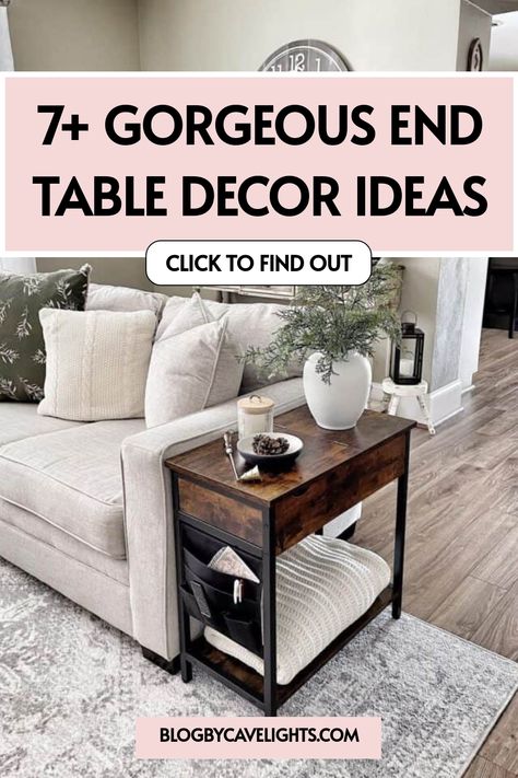 7 end table decor ideas End Table Styling, End Table Decor Ideas, End Table Design, End Table Ideas, End Table Decor, End Table Makeover, Table Design Ideas, Simple Lamp, Gorgeous Bathroom