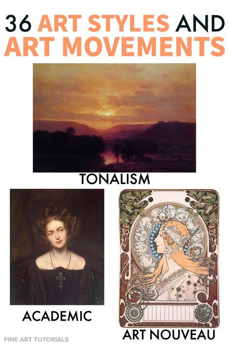 Learn about art movements over the centuries, from the historic to the contemporary. #artmovements #artstyles #artstyle #impressionism #realsim #artmovement #famousartists #famousartmovements #artnouveau #academicart #realism #postimpressionism #expressionism #fauvism #renaissance Art History Timeline, Architecture Journal, Art History Lessons, Artist Study, Historic Art, Art Eras, Art Movements, Art Theory, Beginner Art