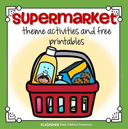 Favorite themes activities and printables for preschool and kindergarten teachers - KIDSPARKZ Grocery Store Dramatic Play, Preschool Food, Games For Preschool, Cooking Theme, Toddler Themes, Toddler Curriculum, Teaching Printables, Dramatic Play Preschool, Dramatic Play Area