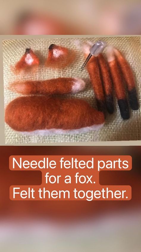 Needle felted fox. Felt all parts individually. Attach. | Needle felting, Needle felting diy, Felting tutorials Wool Felting Animals, Fox Felt, Black Scissors, Felted Fox, Wool Crafts Diy, Felt Toys Diy, Felting Diy, Felt Wool Ball, Needle Felted Fox