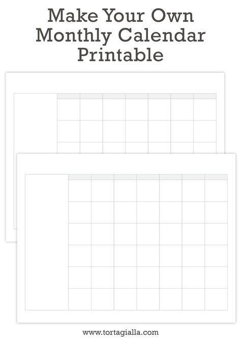 Make Your Own Monthly Calendar Printable | tortagialla Diy Calendar Planner, Life Planner Printables, Make Your Own Calendar, Make A Calendar, Free Calendar Template, Blank Calendar Template, My Needs, Monthly Calendar Template, Online Calendar