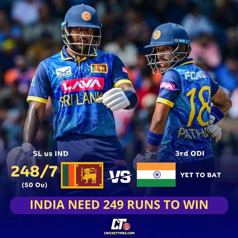 India need 249 runs to win the match & level the ODI series 1-1 🏏 #cricket #SLvIND #TeamIndia #SriLankaCricket Cricket News, Sri Lanka, To Win, India, Running