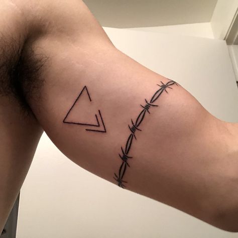 First tattoo Barbwire Around Arm Tattoo, Barbed Wire Bicep Tattoo, Bobwire Tattoos Around Arm, Sons Name Tattoo Ideas For Men, Barber Wire Tattoo, Bicep Wrap Tattoo, Tattoo Ideas For Men Bicep, First Tattoo Ideas For Men Meaningful, Barb Wire Tattoo