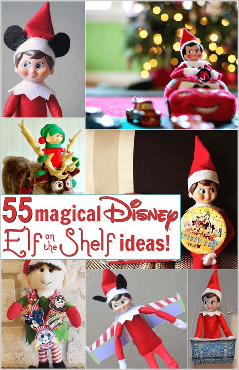 Disney elf on the shelf ideas. I can't believe how many there are!! I can already start planning out next year! Elf On The Shelf Ideas For Toddlers First Time, Elf On The Shelf Toddler, Disney Elf On The Shelf Ideas, Introducing Elf On The Shelf First Time, Elf Kit, Elf Props, Elf Activities, Awesome Elf On The Shelf Ideas, Christmas Preparation