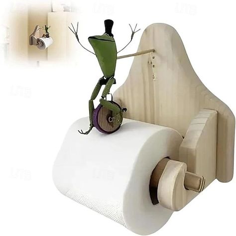 Frog Toilet Paper Holder, Toilet Paper Holder Wall Mount, Bathroom Routine, Happy Frog, Toilet Paper Holder Wall, Riding Bicycle, Bathroom Gadgets, Unicycle, Roll Paper