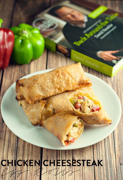 A play on the classic Philly Cheesesteak, these Chicken Cheesesteak Egg Rolls are simple to make, delicious, and ready in 30 minutes! #ad Chicken Cheesesteak, Telur Gulung, Chicken Philly, Steak Rolls, Game Day Foods, Shrimp Rolls, Hot Cheese, Simple Pantry, Egg Roll Wrappers