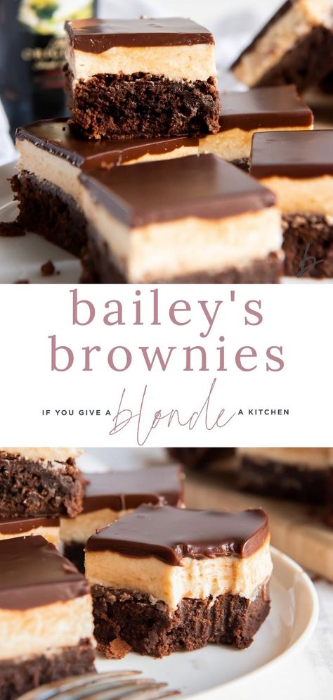 Brownie Types, Baileys Ganache, Boozy Brownies, Baileys Brownies, Bailey Brownies, Ghirardelli Brownie Mix, Boozy Baking, Baileys Fudge, Yummy Bars