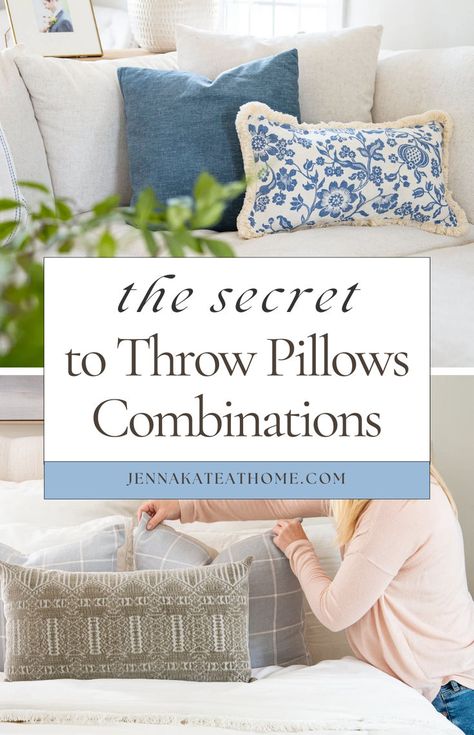 Learn how to pair throw pillows with these throw pillow combinations for your couch or living room. These pillow combos make pillow mixing easy and stylish. Perfect for any space, these pillow combinations will help you create a cozy and inviting look. Mix And Match Throw Pillows, Daybed Pillows, Pillow Combinations, Throw Pillow Combinations, Pillow Mixing, Pillow Combos, Living Room Styles, How To Mix, Throw Pillow Styling