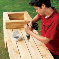 Photo: Kolin Smith | thisoldhouse.com | from How to Build a Planter Bench Planter Bench With Trellis, Tall Planter Boxes, Eagle Project, Garden Spade, Corner Seat, Planter Bench, Cedar Planter Box, Planters Garden, Cedar Lumber