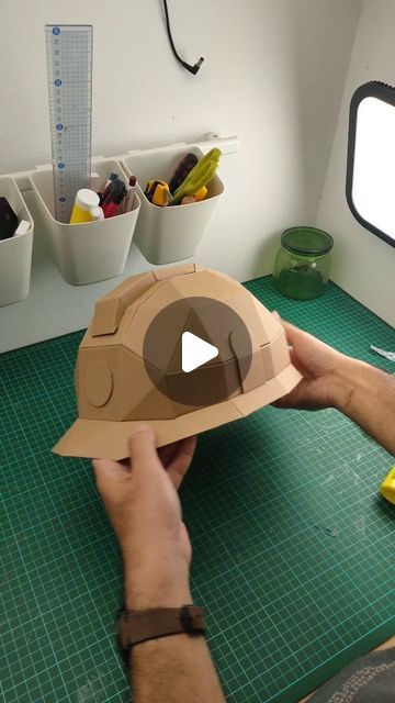 KRAF Studio | CardboardTemplates.com on Instagram: "safety helmet made out of cardboard, everyone?" Diy Helmet, Helmet Diy, Cardboard Helmet, Safety Helmet, Making Out, Arts And Crafts, Instagram