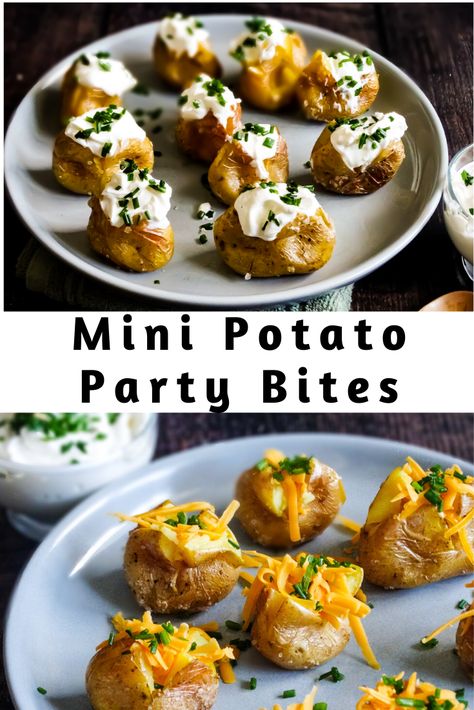 Mini Potato Bites are simple and delicious go-to appetizer that satisfies adults and kids. Mini potato bites are a great recipe for busy moms and dads who are looking for a quick, easy, and kid-friendly (yet tasty and satisfying to adults, too!) finger food for a party.   #superbowlpartyfood #minipotatobiterecipes #loadedbakedpotatoes #fingerfoods #kidfriendlypartyfood Potato Bites Appetizers, Food For A Party, Potato Party, Potato Appetizers, Party Bites, Mini Potatoes, Mini Appetizers, Potato Bites, Finger Foods Easy