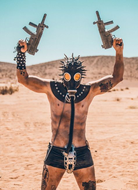 Wasteland Weekend: See Insane Photos From Epic 'Mad Max' Desert Party | Revolver Apocalyptic Costume, Desert Party, Post Apocalyptic Costume, Mushroom Cloud, Wasteland Weekend, Post Apocalypse, Gas Mask, Mad Max, Weekend Outfit