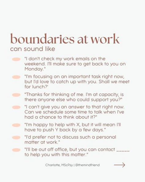 Priorities Quotes Work, Work Advice For Women, Work Boundaries Examples, Professional Boundaries At Work, Office Work Tips, Boundaries At Work Sound Like, Set Boundaries At Work, Setting Work Boundaries, Business Casual Outfits For Women Large Bust