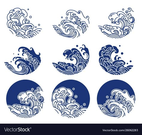 Wave Drawing, Japan Logo, Line Logo, Japanese Water, Irezumi Tattoos, Japanese Waves, Japon Illustration, Waves Tattoo, Japanese Tattoo Art