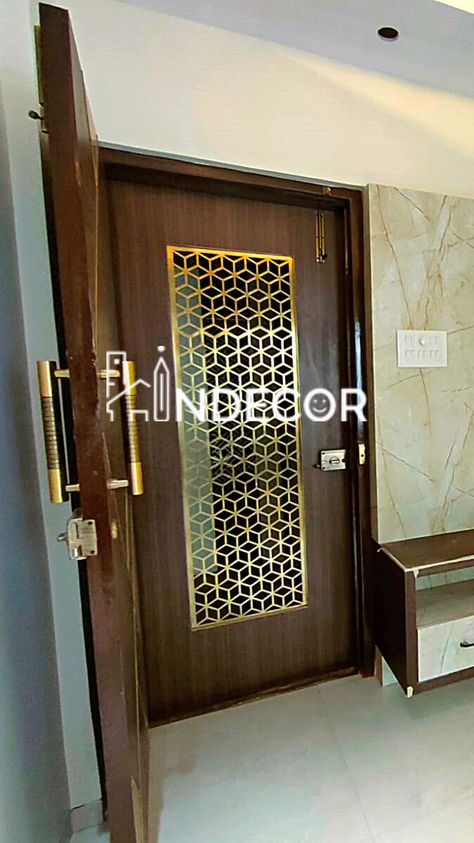 Visit us @ https://www.indecor.co #door #doors #frontdoor #doordesign #woodendoor #safetydoor #homerenovation #interiordesign #indecor #architecture #homedecor #renovation #luxuryhomes #moderninterior #interiordesigner #moderndesign #interiordesignerinmumbai #residentialinteriors #kandivali #commercialinteriors Mdf Jali Door Design Modern, Modern Door Trim, Jali Door Design Modern, Jali Door Design, Grill Doors, Mumbai Interior, Jali Door, Grill Designs, Balcony Door