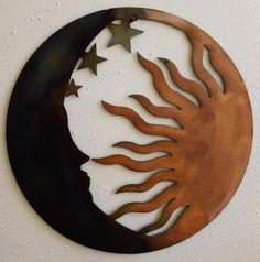 Sun Silhouette, Sun Moon Stars, Metal Tree Wall Art, Sun Art, Celestial Art, Sun And Stars, Star Tattoos, Scroll Saw Patterns, Moon Tattoo