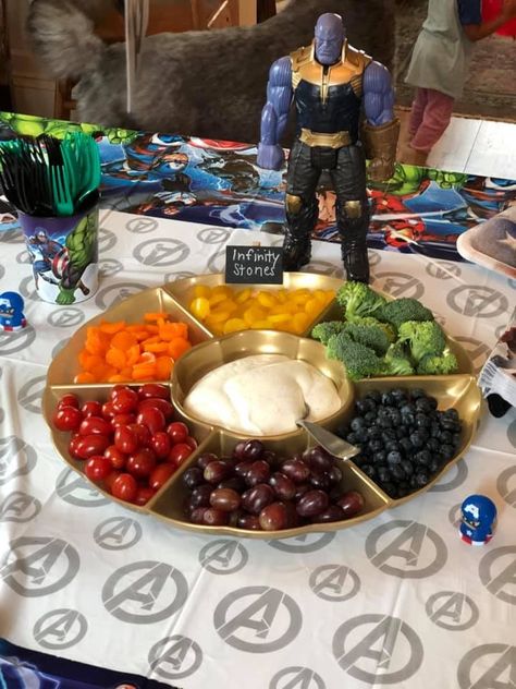 Marvel Theme Birthday Party Decorations, Marvel 1st Birthday Party Ideas, Avengers Snacks Ideas, Avengers Food Party Ideas, Marvel 16th Birthday Party, Marvel Snacks Party Ideas, Teen Marvel Party, Incredibles Party Food, Avenger Party Food