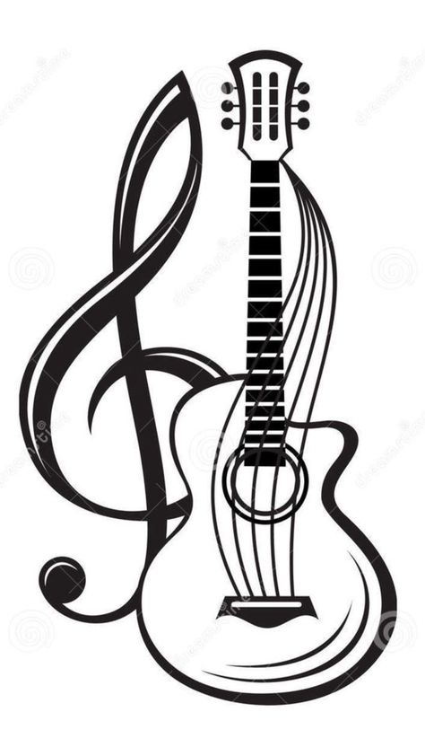 ЯRA.ru Monogramm Alphabet, Guitar Tattoo Design, Music Notes Art, Guitar Vector, Monochrome Illustration, Guitar Tattoo, Music Tattoo Designs, Note Tattoo, Music Drawings