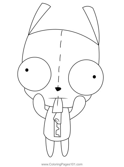 Cute Girl Invader Zim Coloring Page Coloring Pages Shark, Invader Zim Coloring Pages, Invader Zim Drawings, Emo Coloring Pages, Invader Zim Tattoo, Coloring Sheets For Teens, Scene Coloring Pages, Panda Coloring Pages, Halloween Pumpkin Carving Stencils