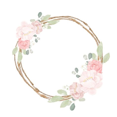 Free Vector | Watercolor pink floral wreath with golden circle Writing Paper Printable Stationery, Floral Logo Design, Branch Vector, Baby Icon, Flower Graphic Design, Girl Background, Floral Border Design, Golden Circle, Baby Album