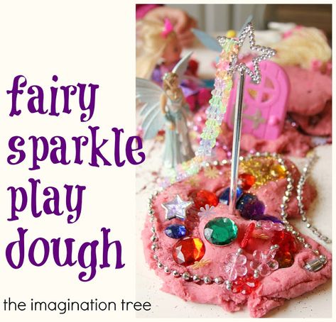 fairy sparkle play dough recipe from http://theimaginationtree,com Fairies Eyfs, Cinderella Eyfs, Dough Sensory Play, Fairy Projects, Twisted Tales, Enchanted Woodland, Happy Hooligans, Fairy Ideas, Imagination Tree