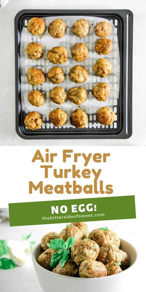 Air Fryer Turkey Meatballs, Turkey Meatballs Air Fryer, Egg Free Turkey Meatballs, Eggless Turkey Meatballs, Turkey Meatball Air Fryer, Turkey Meatball Recipes Airfryer, No Egg Turkey Meatballs, Turkey Croquettes Recipes Air Fryer, Easy Turkey Meatballs Baked