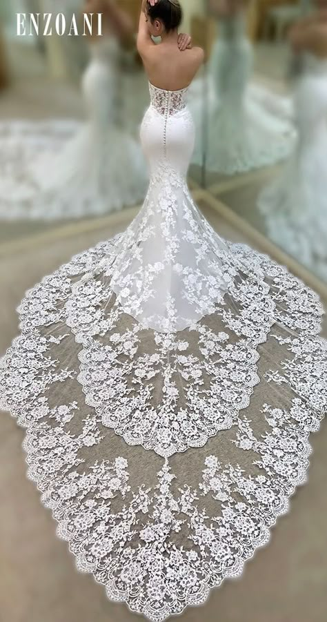 Bridal Train, Sheath Bridal Gown, Backless Wedding, Stunning Wedding Dresses, فستان سهرة, Gorgeous Wedding Dress, Lace Mermaid Wedding Dress, Backless Wedding Dress, Princess Wedding