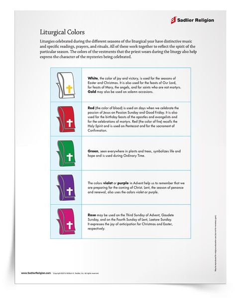 Catholic Liturgical Calendar 2023, Ccd Activities Catholic 5th Grade, Religious Education Activities Catholic, Dare Messages, Liturgical Calendar Episcopal, Religion Activities, Liturgical Colours, Color Lessons, Liturgical Seasons