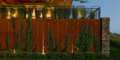 Westphalen Photography Concrete Retaining Walls, Vertical Garden Design, Concrete Fence, Brick Fence, Horizontal Fence, Types Of Fences, Steel Fence, Front Yard Fence, Farm Fence