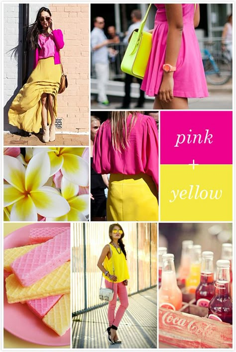 Color Crush: Pink + Yellow #KendraScott Yellow Color Combinations, Colour Combinations Fashion, Yellow Clothes, Color Combos Outfit, Winter Typ, Color Blocking Outfits, Color Combinations For Clothes, Mode Crochet, Color Trends Fashion