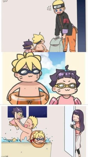 Naruto Cute Pics, Boruto Himawari, Naruto And Sasuke Funny, Uzumaki Family, Naruto Shippudden, Naruto Family, Naruto Teams, Uzumaki Boruto, Naruto Fan Art