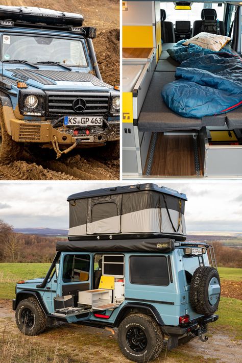 Mercedes G-Class Gets a Camping Upgrade with Terracamper's Tecrawl G-Camper Kit becoming an Off-road luxury. Learn More! Van Conversion Kits, Mercedes G Wagon, Camping Kit, Build A Camper, Off Road Camper, Toyota Landcruiser, Camper Van Conversion, Mini Bus, Expedition Vehicle