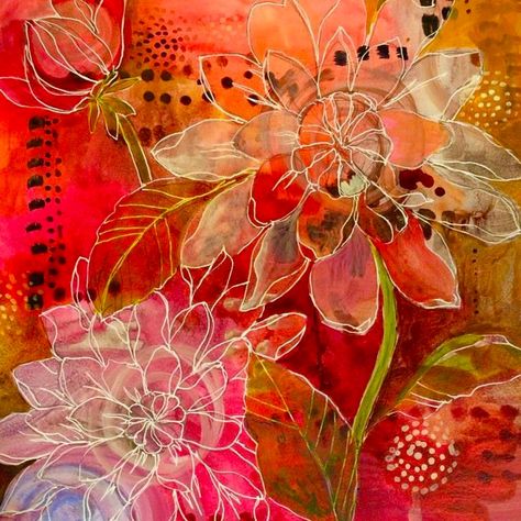 Mixed media on silk. Modern Art Movements, Intuitive Painting, Intuitive Art, Painting Floral, Watercolor Artists, Arte Inspo, Floral Artwork, Abstract Photography, Arte Floral