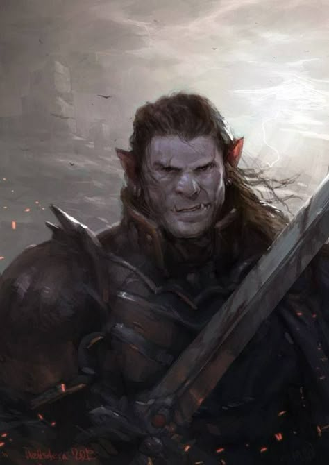 Orc Warrior, Half Orc, Heroic Fantasy, Fantasy Portraits, Fantasy Races, Dungeons And Dragons Characters, Rpg Characters, Male Characters, Fantasy Warrior