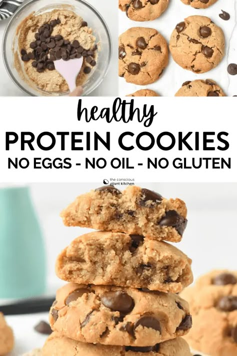 Cookie Recipe No Eggs, Gluten Free Protein Cookies, Vegan Protein Breakfast, Protein Breakfast Cookies, Vegan Protein Cookies, Protein Powder Cookies, Protein Cookie Recipes, Baking With Protein Powder, High Protein Cookies