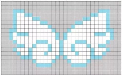 Perler Bead Wings, Angel Wings Pixel Art, Angel Wings Cross Stitch, Wings Perler Beads, Barbie Pixel Grid, Wings Pixel Art, Angel Pixel Art, Small Pixel Art Grid, Pixel Wings