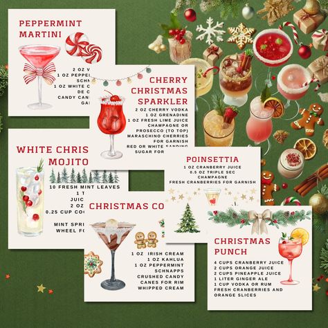 Make your Christmas celebrations extra merry with our delightful collection of Christmas Party Cocktail Cards! Perfect for holiday gatherings, family parties, or cozy nights by the fire, these cocktail recipe cards will help you mix up the most festive drinks of the season.

Cheers to the season with our Christmas Party Cocktail Cards—bringing joy and festive flavors to every celebration! Cocktail Recipe Cards, Christmas Cocktail Recipes, Festive Cocktail Recipes, Cocktail Cards, Peppermint Martini, Festive Recipes, Christmas Cocktail Party, Cocktail Theme, Christmas Punch