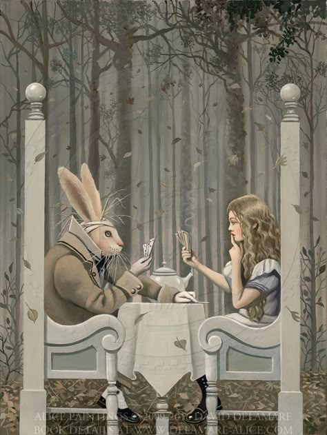 Alice And White Rabbit, David Delamare, White Rabbit Art, Animal Knowledge, Bad Monkey, Alice In Wonderland Artwork, Alice In Wonderland Illustrations, Wonderland Artwork, Alice In Wonderland Aesthetic