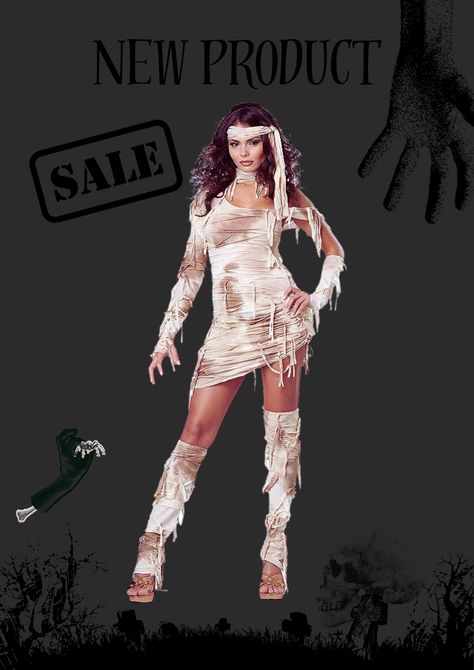 This Mummy outfit is 100% Polyester Imported so dry clean only. One sleeved, one piece dress, tattered design resembles to ancient mummies and comes with matching glovlette with thumb hole. Mummy Halloween Makeup, Mummy Outfit, Mummy Costume, Halloween Custom, Halloween Mummy, Halloween Sale, Cosplay Ideas, Couples Costumes, One Piece Dress