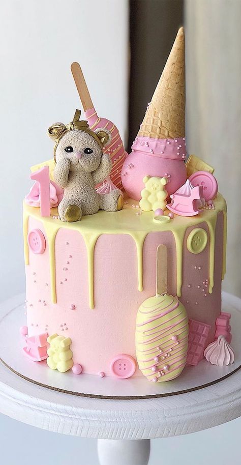 Cute 1st baby birthday cake designs , first birthday cake ideas Cakes For 1st Birthday, Two Cute Birthday Cake, Ist Birthday Cake For Baby Girl, Baby Girl Birthday Cake Ideas, Cake For Baby Girl, Cack Birthday For Girl, Cake Ideas For Baby Girl, Two Year Old Birthday Cake, Baby Girl Cake Ideas