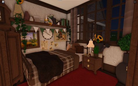 Bloxburg Cozy Interior, Cottagecore Room Bloxburg, Fall Bedroom Decor Bloxburg, Bloxburg Cozy Bedroom Ideas, Bloxburg Living Room Ideas Cottage Core, Grunge Bloxburg Room, Bloxburg Cabin Interior, Grunge Bloxburg House, Bloxburg Cottage Layout