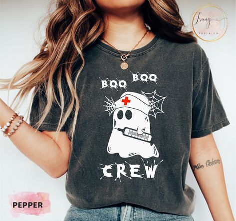 Boo Boo Crew Shirts, Halloween Shirts Funny, Cute Halloween Shirts, Nurse Halloween Shirt, Funny Halloween Shirts, Nurse Crewneck, Boo Boo Crew, Oversize Tshirt, Nurse Halloween