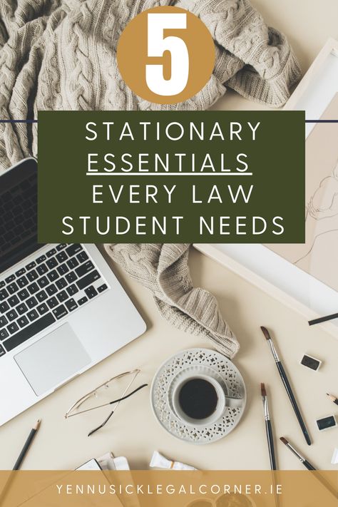 Unsure of what stationary essentials you need for law school? you're in luck - check out this blog post! Law School Stationery, Law School Essentials Products, Law Student Study Table, Law School Desk Set Up, Law School Essentials, Study In University, Stationary Essentials, Student Desk Organization, Best Stationary