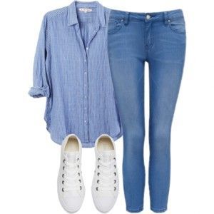 be53ee61104935234b174e62a07e53cfdesc42202518ri Outfit Jeans, Casual Work Outfits, Jeans Outfit, Teenage Fashion Outfits, Womens Casual Outfits, Teen Fashion Outfits, Outfits Casuales, Blue Shirt, Cute Casual Outfits