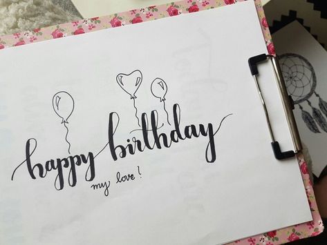 Birthday Card Typography, Happy Birthday Lettering Fonts, Brush Lettering Happy Birthday, Lettering Happy Birthday, Happy Birthday Hand Lettering, Birthday Drawings, Happy Birthday Calligraphy, Happy Birthday Writing, Happy Birthday Font