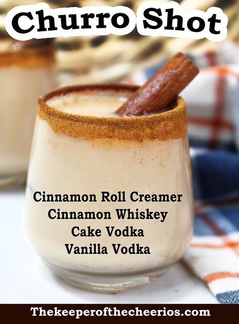 Baileys Churro Drink, Churro Cocktail, Holiday Theme Food, Cake Vodka, Cinnamon Whiskey, Whiskey Cake, Yummy Alcoholic Drinks, Holiday Brunch, Vanilla Vodka