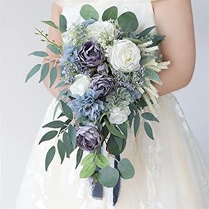 Wedding Artificial Flowers, Artificial Flower Wedding Bouquets, Bouquet For Bride, Teardrop Bouquet, Bridal Wedding Flowers, Cascading Bouquet, Romantic Rustic Wedding, Cascading Wedding Bouquets, Flowers Romantic