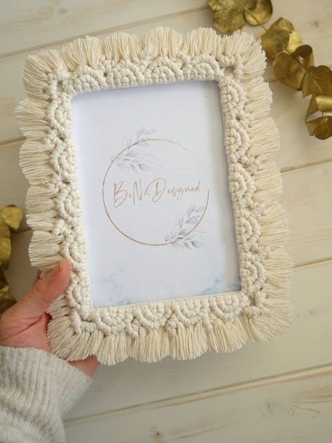 Large Wavy Edges Macrame Picture Frame Boho Decor Idea for - Etsy UK Macrame Picture Frame, Macrame Photo Holder, Wavy Edges, Boho Wedding Decor, Bohemian Macrame, Wood Images, Kids Room Wall Decor, Boho Wedding Decorations, Large Macrame