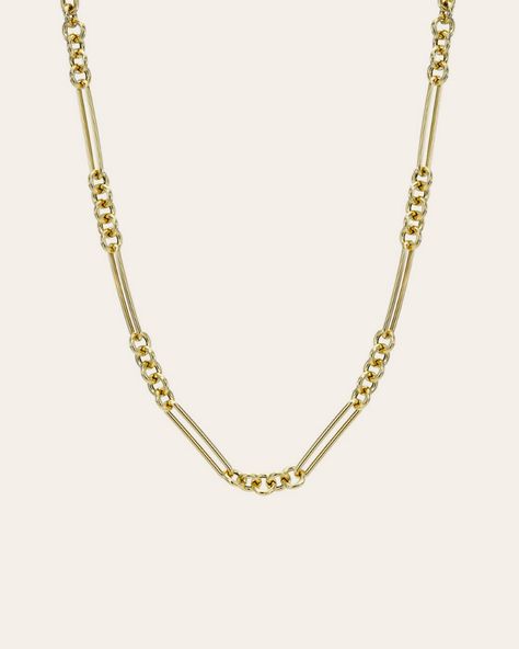 14K Gold Elongated Paper Clip Chain Necklace - Zoe Lev Jewelry Paper Clip Chain Necklace, Stacked Necklaces, Jewel Box, Paper Clip, Gold Chain, Gold Chains, Or Rose, Rush, Jewelry Box